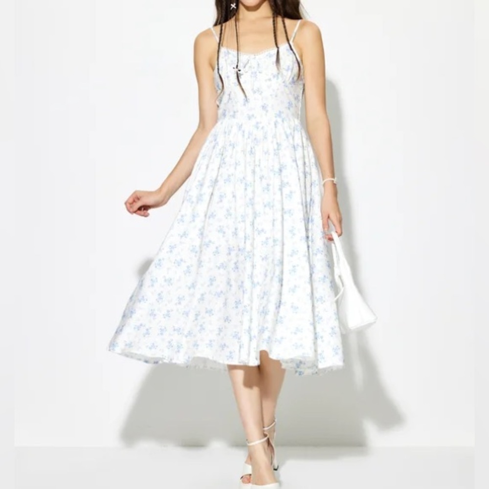 Blue and white floral midi dress - Picture 2 of 15